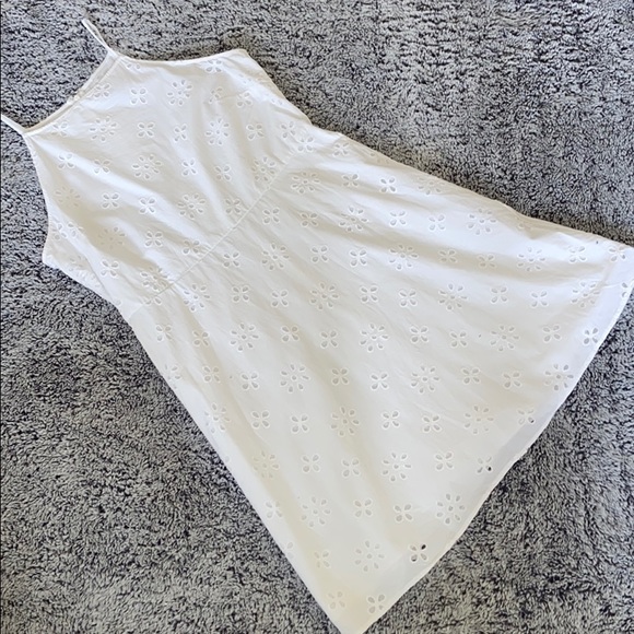 Loft Eyelet Racerback Flare Dress - White Size 12 - Picture 3 of 7